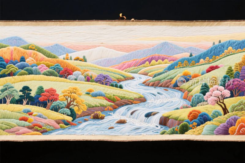 田园山水风景插画