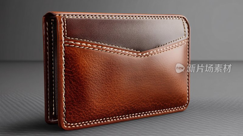 棕色皮革钱包特写