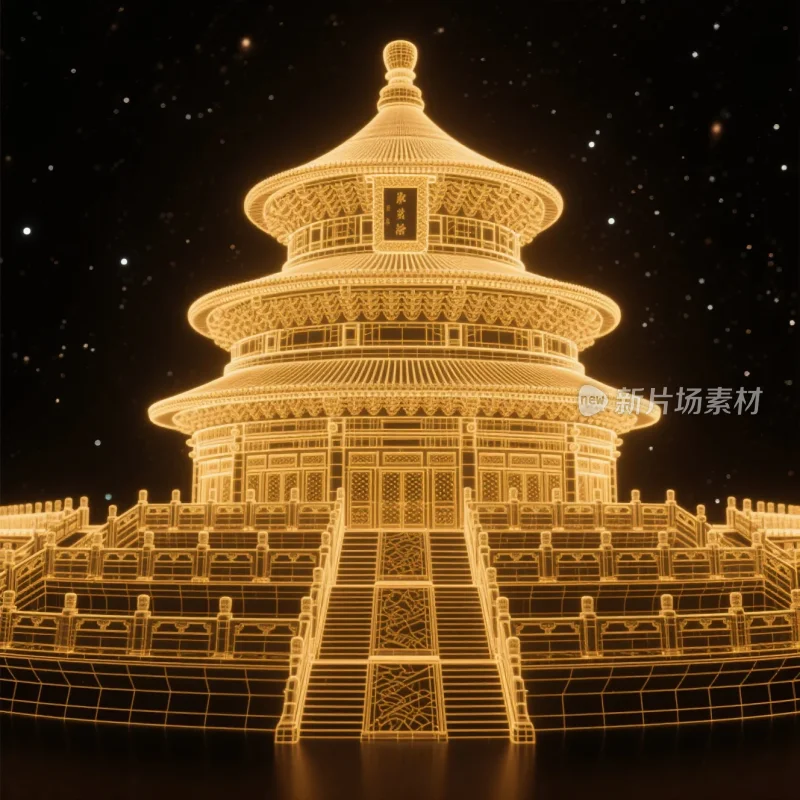 金色天坛璀璨星空下的建筑杰作