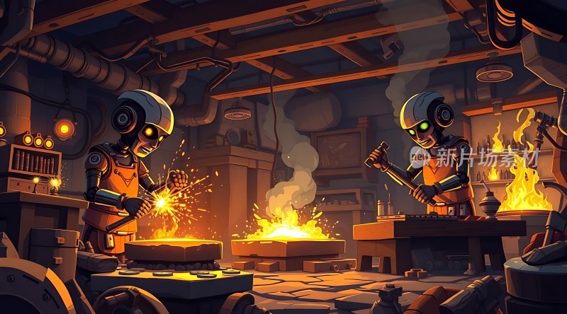 机器人车间里的火花四溅