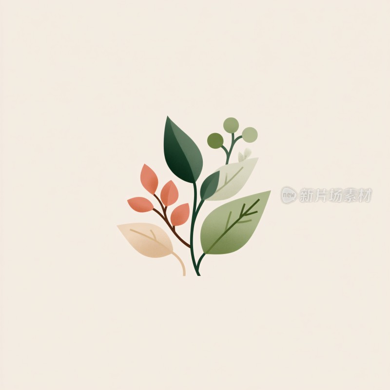 简约手绘植物枝叶插画