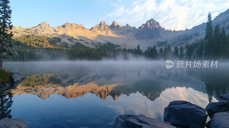 雾缭绕山水风景