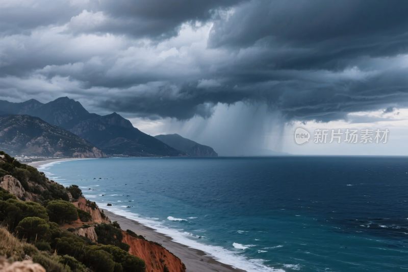 山海风暴海景风光