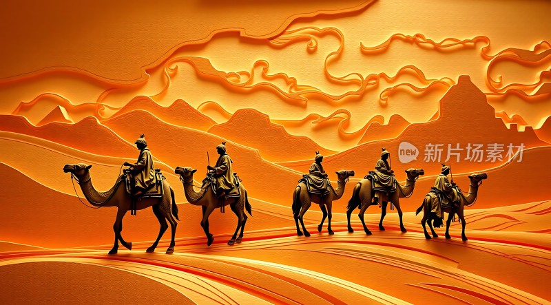 丝绸之路上驼队行