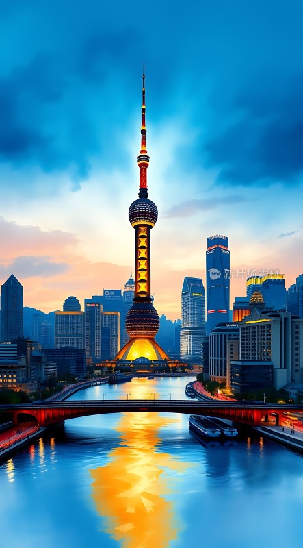 东方明珠与城市夜景