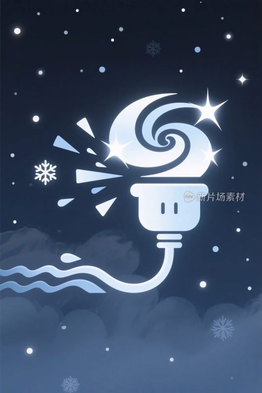 星空月亮电器插画