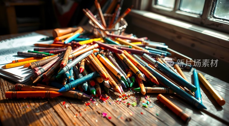 彩色蜡笔的艺术创作