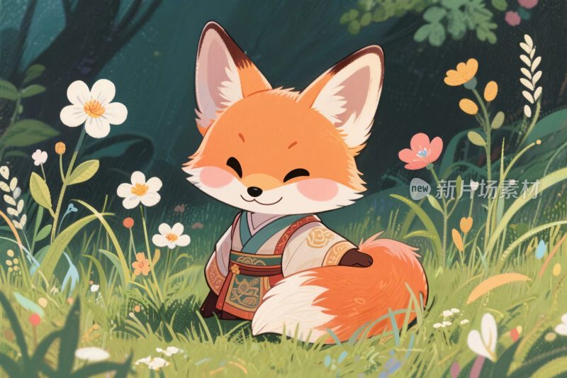 可爱卡通狐狸插画