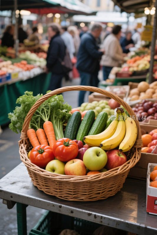 市场果蔬篮展示