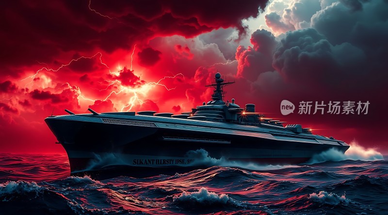 红色风暴下的海洋巨舰
