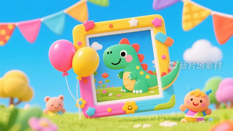 卡通恐龙相框插画