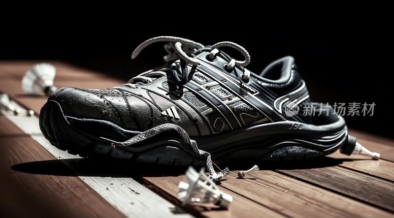 运动鞋与羽毛球拍