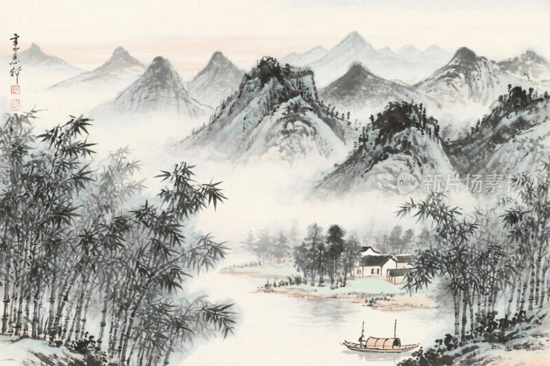 传统山水水墨画