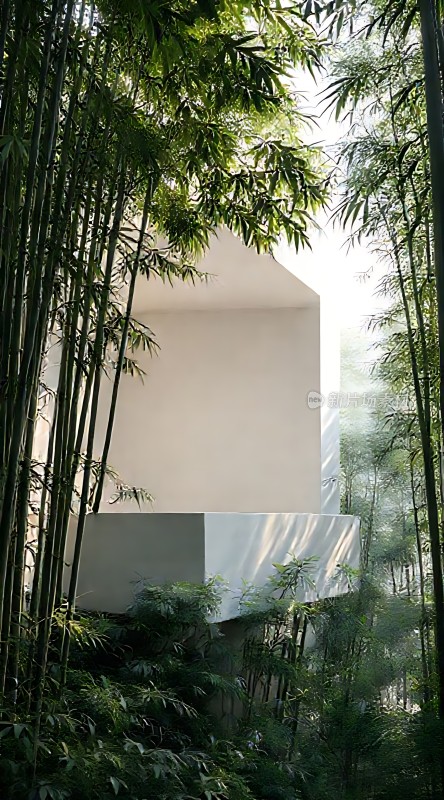 竹影斑驳映白墙