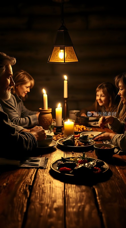 温馨烛光晚餐家庭团聚时刻