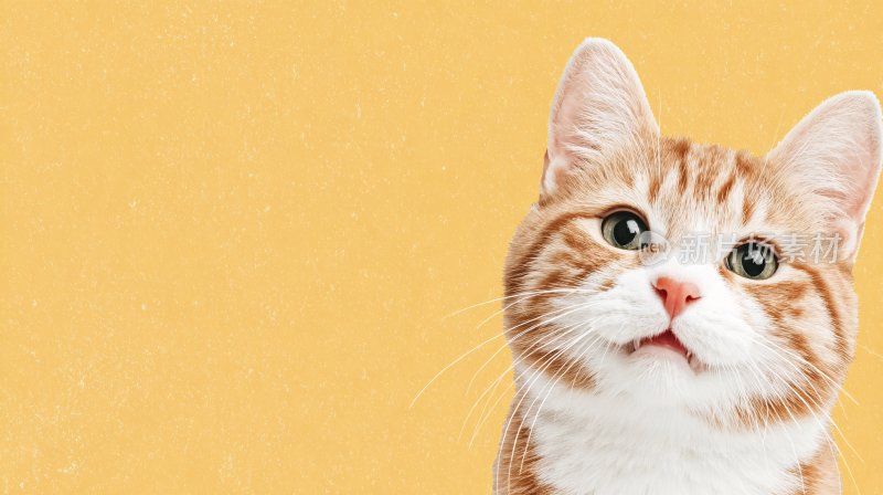 可爱的橙白相间猫咪抬头