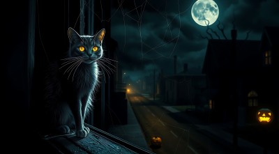 万圣节之夜的黑猫 万圣节之夜的黑猫