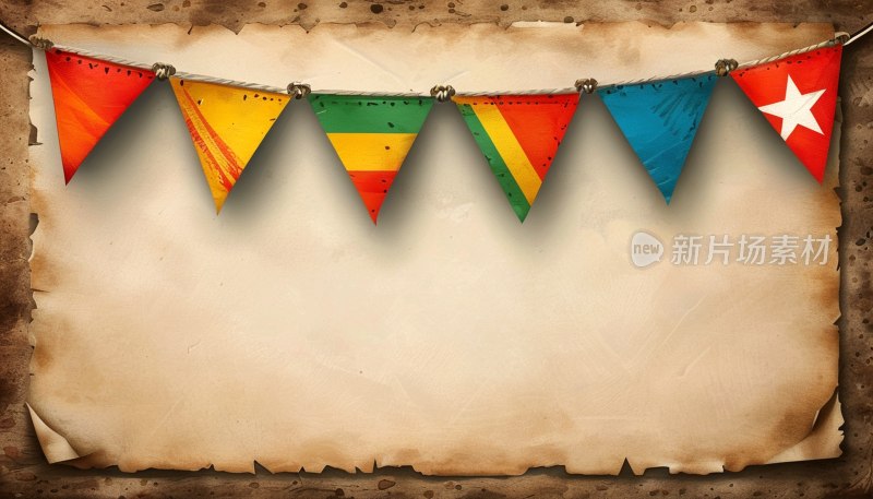 卡通羊皮纸三角旗