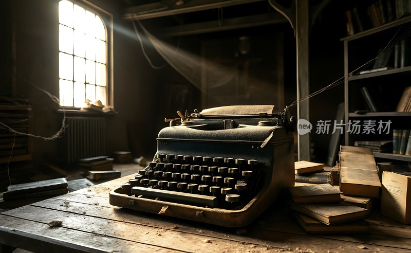 旧时光里的经典打字机与书籍