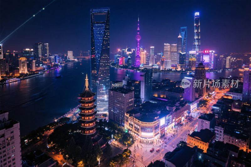 上海城市夜景俯瞰图