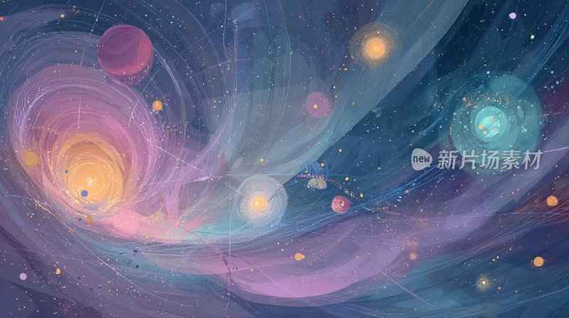 梦幻绚丽的宇宙星云插画