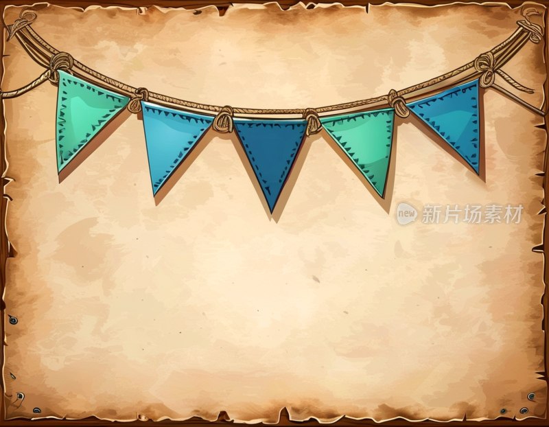 卡通羊皮纸三角旗