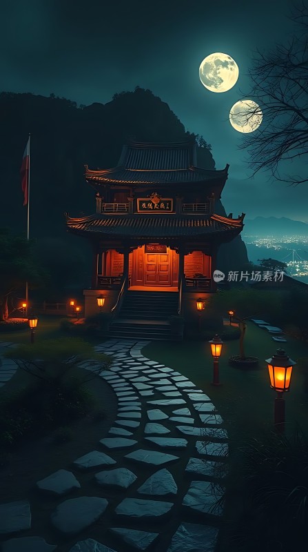 古寺夜月