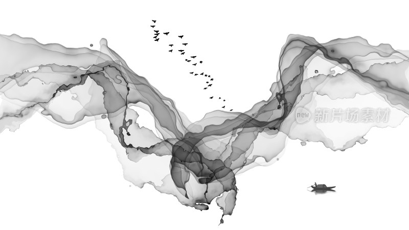 抽象水墨意境山水装饰画