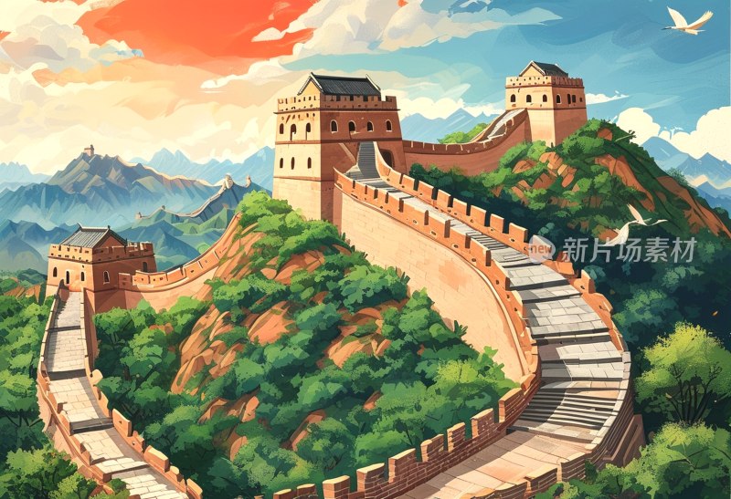 长城国庆插画