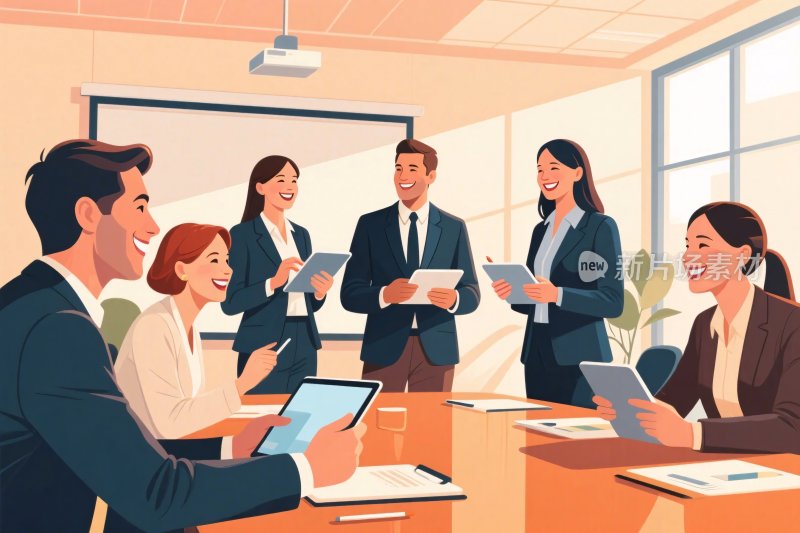 会议场景办公插画
