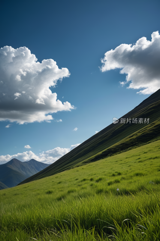 一匹孤马站在山间的一片草地上高清风景图片