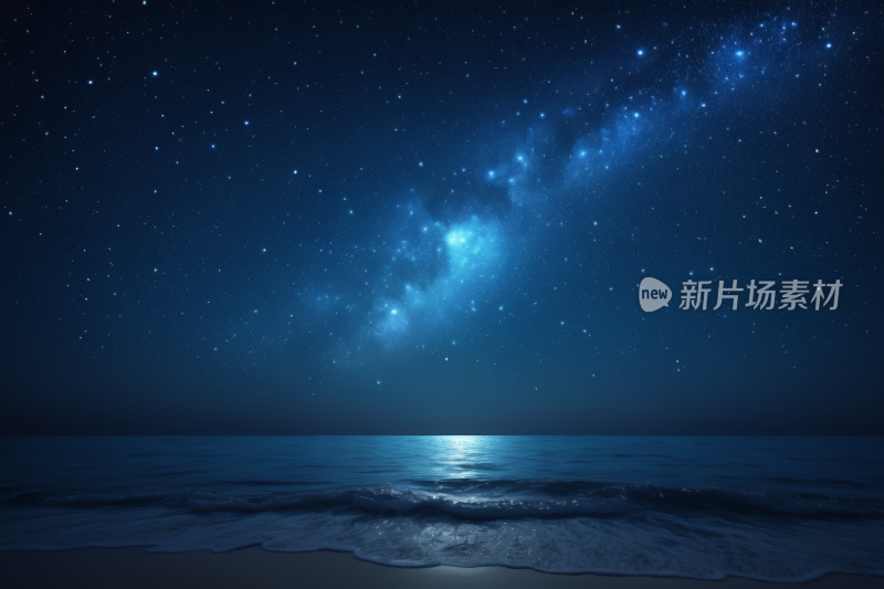 海洋上空的星空和明亮的月亮高清背景图片