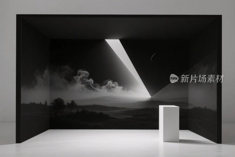 黑白室内光影场景画面