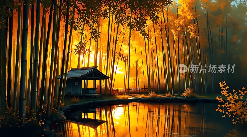 竹影小屋映秋日