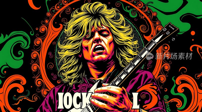 摇滚明星弹奏吉他