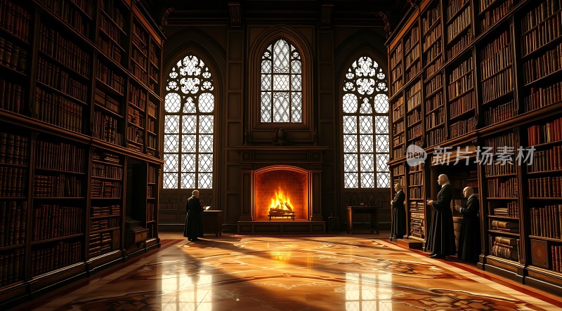 古堡图书馆里的神秘聚会