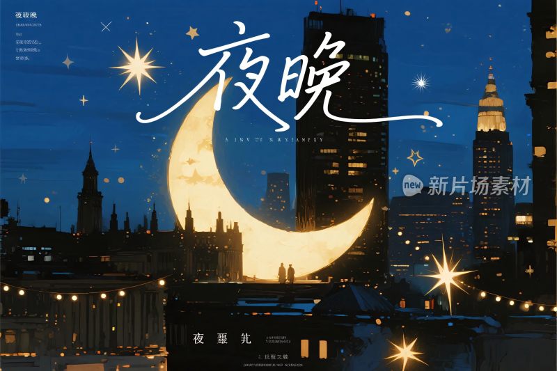 夜晚城市插画