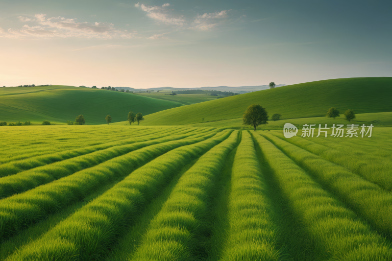 一片草地和一棵孤独的树的景色高清风景图片