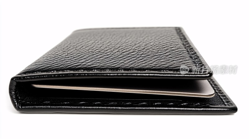 黑色皮质钱包特写