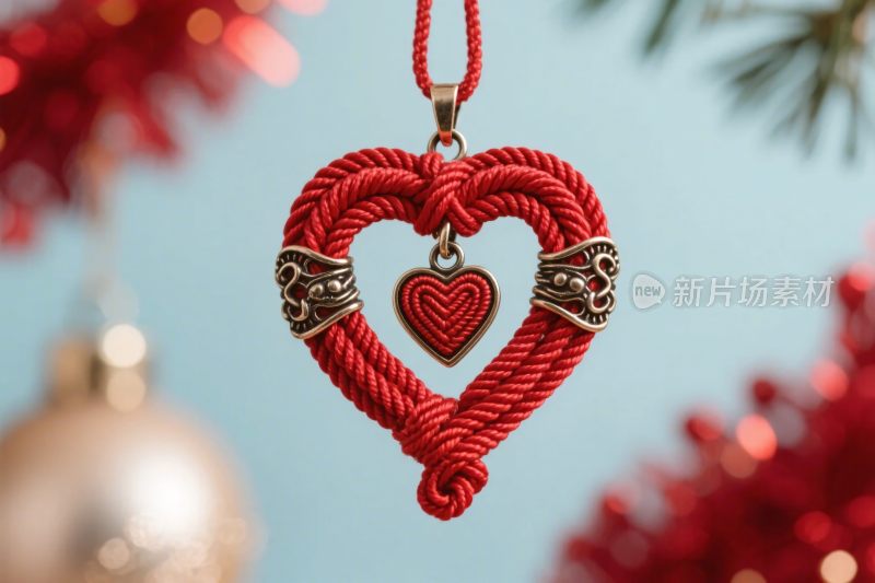 红色心形绳编装饰