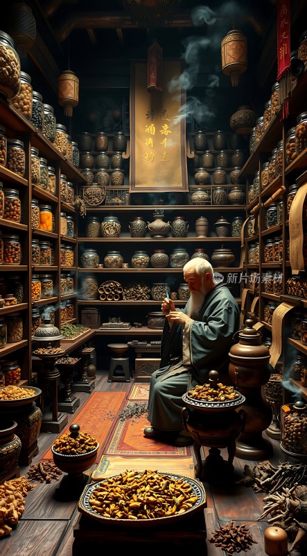 古法中药铺里的老中医