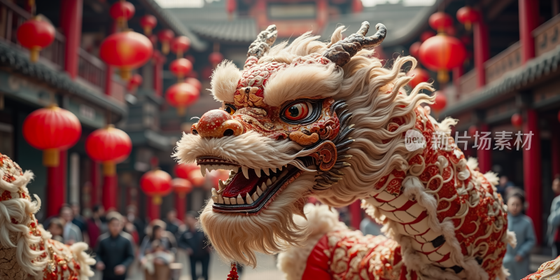 新年春节舞龙灯会 中国风 年味