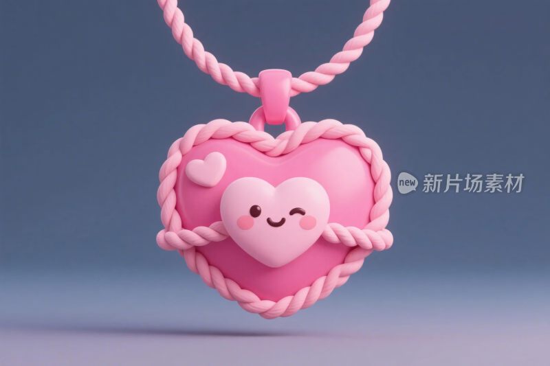 粉色爱心吊坠插画