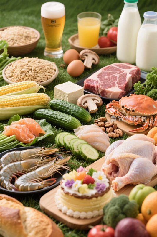 丰富食材饮料展示图