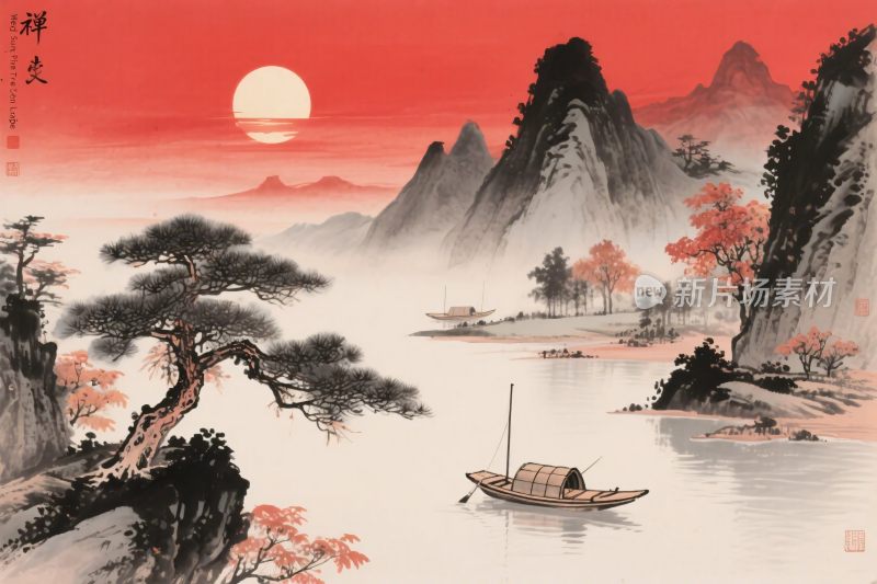 国风山水水墨画