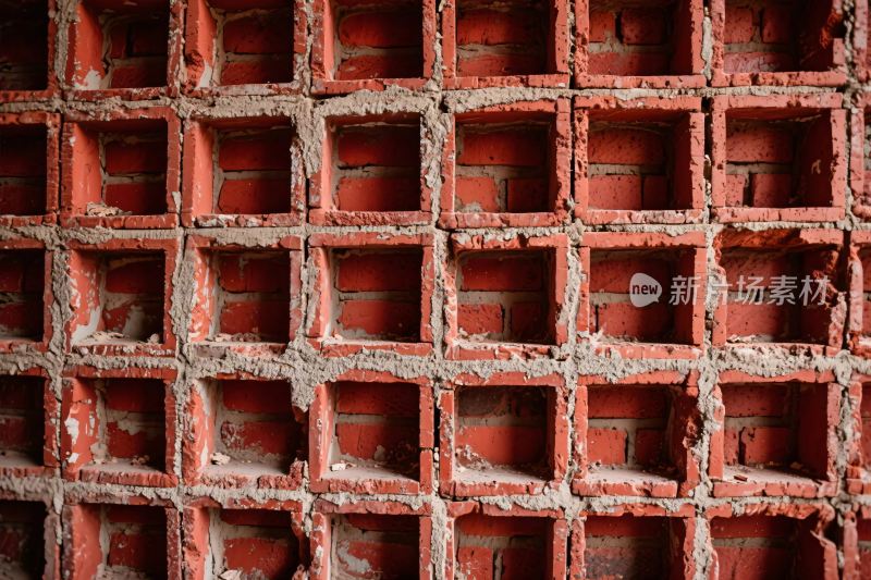 老旧红砖方格墙