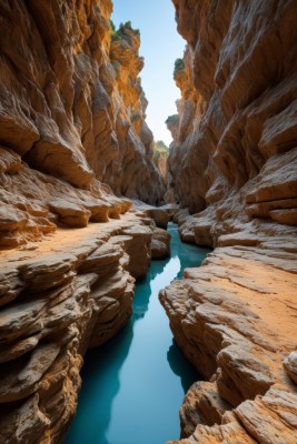 峡谷中部一条小河高清风景图片