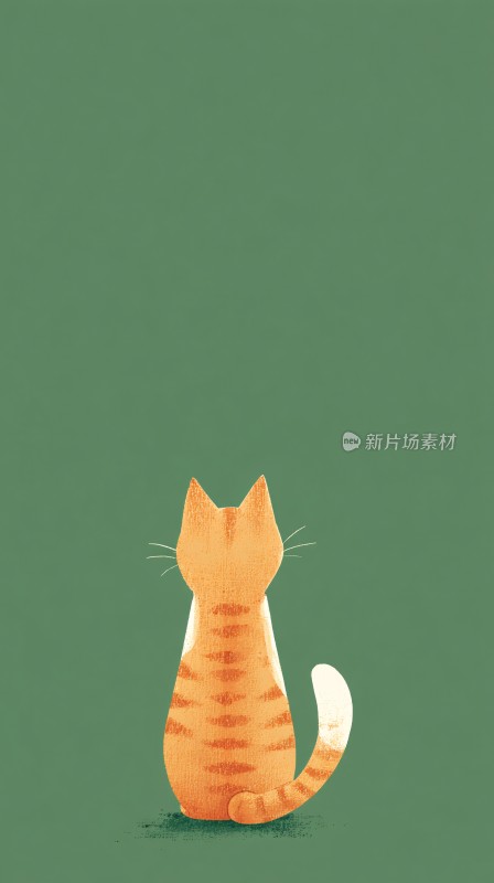背对的橘色猫咪插画