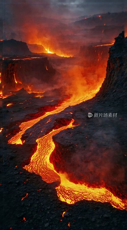 熔岩流淌的山谷
