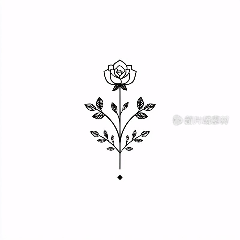 简约线条玫瑰花插画